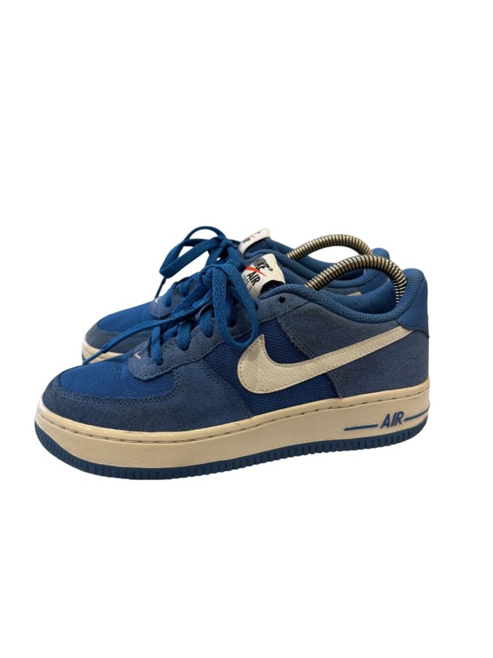 Nike Air Force 1 Blue Low Lop Sneakers Youth Size 4.5 Women 6 Mesh Leather